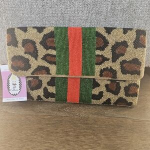 Lele Sadoughi Leopard Beaded Clutch